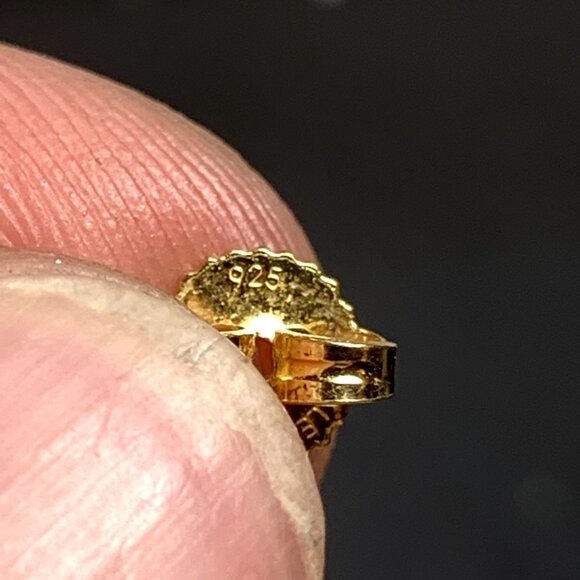 VTG Gold Over Sterling Silver 925 Cubic Zirconia Stud Earrings Size 0.5'' Length - Picture 7 of 11
